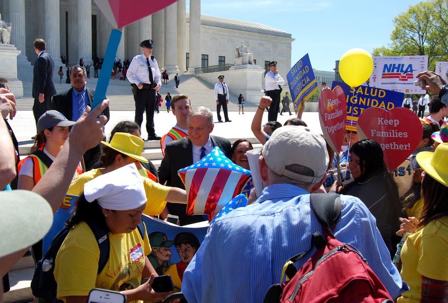 April 18, 2016 - After hearing the oral arguments at the Supreme Court in the case of Texas v. United States, I met with supporters of DACA and DAPA on the Supreme Court steps.